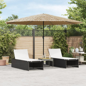 Garden Parasol Brown Polyester, Powder-Coated Steel Lar...