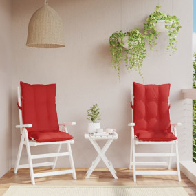 Highback Chair Cushion Set of 2 Red Oxford Fabric (100%...