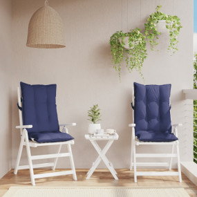 Highback Chair Cushion Set of 2 Navy Blue Oxford fabric