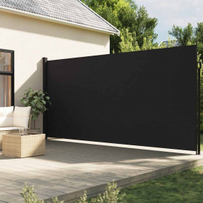 Retractable Side Awning Black 100% polyester with PU co...