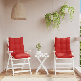 Lowback Chair Cushion Set of 2 Red Oxford fabric (100% ...