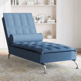 Massage Chaise Lounge Blue Fabric (100% polyester) Sing...