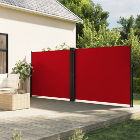 Retractable Side Awning Red 100% Polyester with a PU Co...
