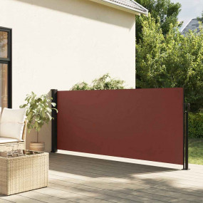 Retractable Side Awning Brown Polyester, Steel, Aluminu...