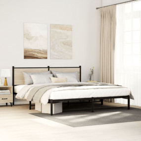 Bed Frame Sonoma oak Steel, engineered wood Super King ...