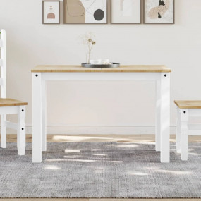 Dining Table White Solid pine wood 46.1 x 23.6 x 29.5 i...