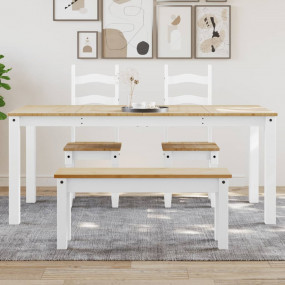 Dining Table White Solid pine wood Large Decorative Inl...