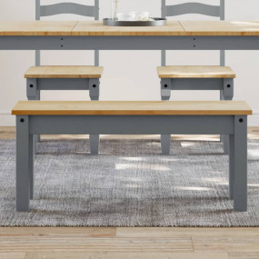 Dining Bench Grey Solid pine wood Medium Durable Dining...