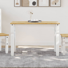 Dining Table White Solid pine wood 44.1 x 23.6 x 29.5 i...