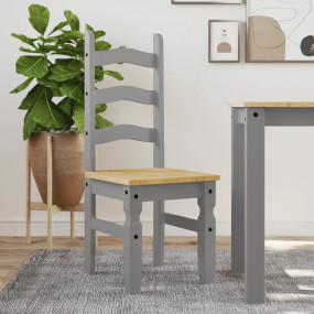 Dining Chair Grey Solid pine wood Standard Durable Dini...