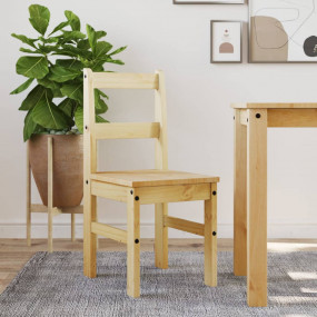 Dining Chair Honey Solid pine wood 15.7 x 18.1 x 35.4 i...