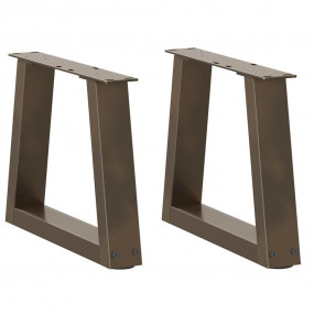 Dining Table Leg Set of 2 Natural Steel Powder-Coated S...