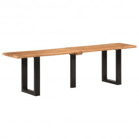 Bench Brown and Black Solid Acacia wood and Steel 63 in...