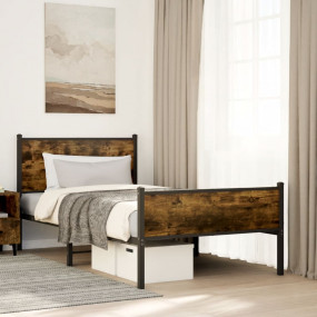 Bed Frame Smoked oak Steel, engineered wood Single Mode...