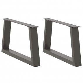 Dining Table Leg Set of 2 Anthracite Powder-Coated Stee...