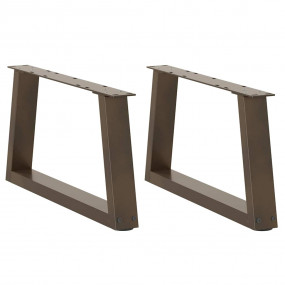 Dining Table Leg Set of 2 Natural Steel Powder-Coated S...