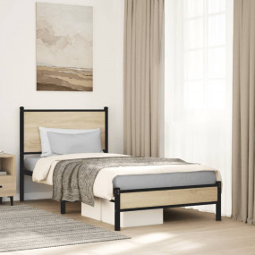 Bed Frame Sonoma Oak Steel Small Single Bed Frame Recta...