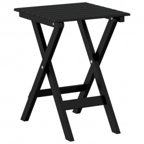 Side Table Black Solid Poplar Wood Small Foldable Foldi...