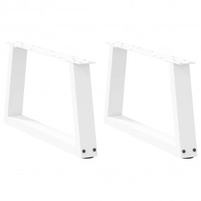 Dining Table Leg Set of 2 White Powder-Coated Steel Sta...