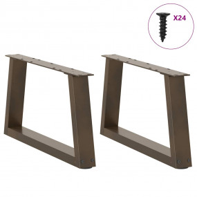 Dining Table Leg Set of 2 Natural Steel Powder-Coated S...