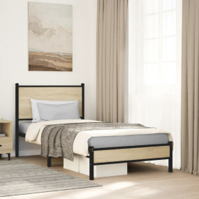 Bed Frame Sonoma Oak Steel Single Bed Frame Rectangular