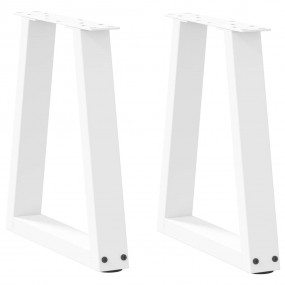 Dining Table Leg Set of 2 White Powder-Coated Steel Adj...