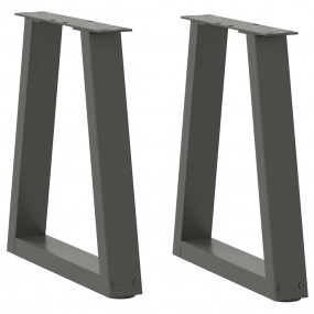 Dining Table Leg Set of 2 Anthracite Powder-Coated Stee...