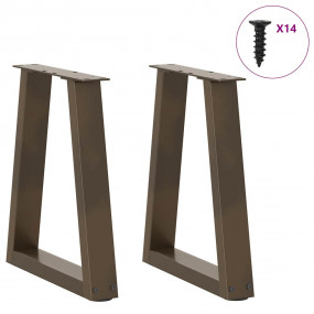 Dining Table Leg Set of 2 Natural steel Powder-coated s...
