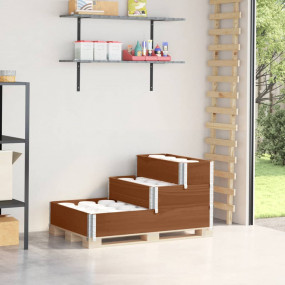 Raised Bed Brown Solid pine wood Large Stackable Raised...