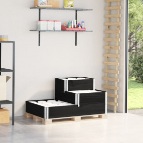 Raised Bed Black Solid Pine Wood Large Stackable Raised...