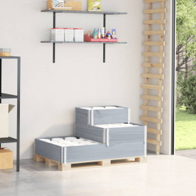 Raised Bed Grey Solid pine wood Medium Stackable Raised...