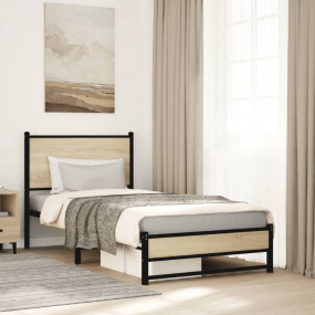 Bed Frame Sonoma Oak Steel Single Bed Frame Rectangular