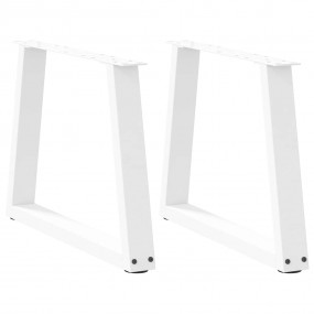 Dining Table Leg Set of 2 White Powder-coated Steel