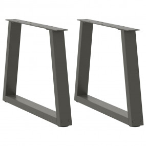 Dining Table Leg Set of 2 Anthracite Powder-coated Stee...