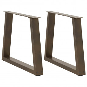 Dining Table Leg Set of 2 Natural Steel Powder-Coated S...