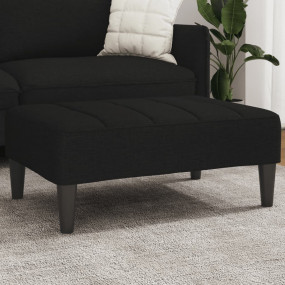 Footstool Black Polyester Compact Footstool Rectangular