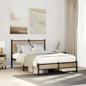 Bed Frame Sonoma oak Steel, engineered wood Small Doubl...