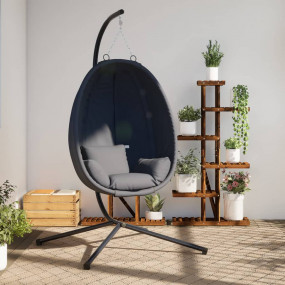 Hanging Egg Chair Anthracite Steel 45.3 x 26.0 x 76.0 i...