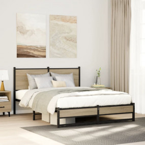 Bed Frame Sonoma Oak Steel King Durable Bed Frame Recta...