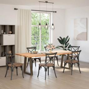 Dining Table Leg Set of 2 Natural steel Powder-coated s...