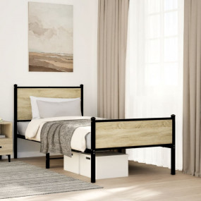 Bed Frame Sonoma Oak Steel Small Single Storage Bed Fra...