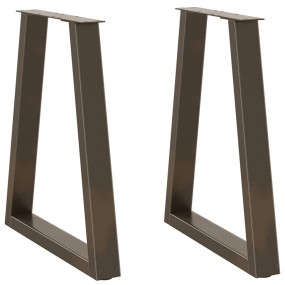 Dining Table Leg Set of 2 Natural steel Powder-coated s...
