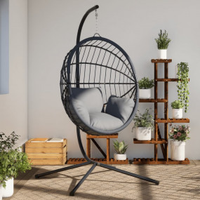 Hanging Egg Chair Stand Black Steel Tall Durable