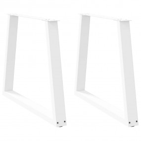 Dining Table Leg Set of 2 White Powder-Coated Steel Sta...