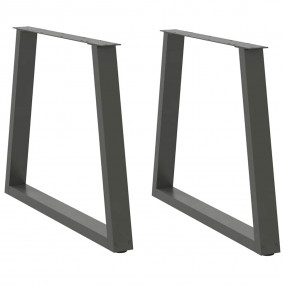 Dining Table Leg Set of 2 Anthracite Powder-coated stee...