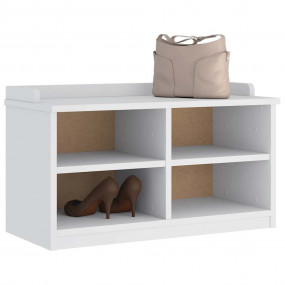 Hallway Bench White Solid pinewood, engineered wood