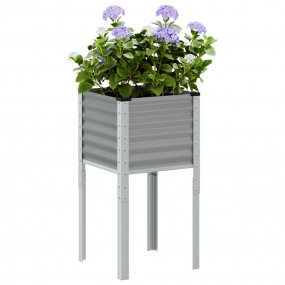 Garden Planter Gray Steel Large Tough Garden Planter Sq...