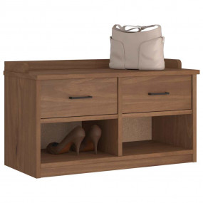 Hallway Bench Walnut wood finish Solid pinewood, engine...