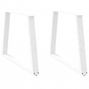 Dining Table Leg Set of 2 White Powder-coated Steel