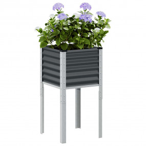 Garden Planter Anthracite Steel 17.7x17.7x34.6 in Durab...